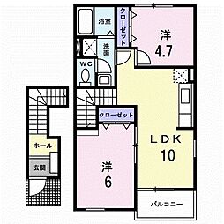 サンライズヴィラA 2LDKの間取図画像