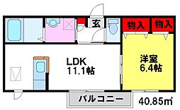 メゾンドリーム 1階1LDKの間取り