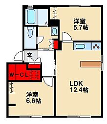 ルミエール基山 1階2LDKの間取り