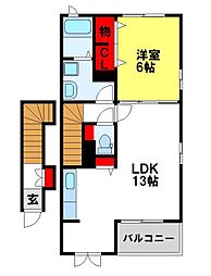エウロ 2階1LDKの間取り