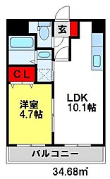 アーバンヒルズ1 1LDKの間取図画像