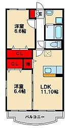 ヌーベルシェトワ5 2LDKの間取図画像