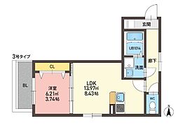 KORIN TERRACE(コーリンテラス) 小郡 1LDKの間取図画像