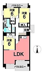 アベニュー楠町A棟 3LDKの間取図画像