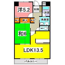 サンタウン明石ウエスト 2階2LDKの間取り