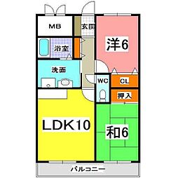 パストラルコート 2LDKの間取図画像