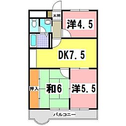 シャトー第1土山 3DKの間取図画像