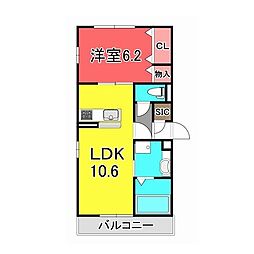 フローリッシュ 1LDKの間取図画像