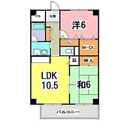 サウスビラITO 2LDKの間取図画像