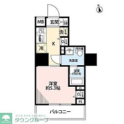 プレール・ドゥーク戸越銀座通り 3階1Kの間取り