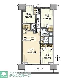 東京メトロ半蔵門線 清澄白河駅 徒歩12分の賃貸マンション 6階3LDKの間取り