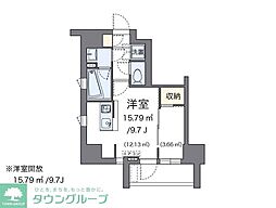 ＬＯＶＩＥ麻布十番 6階ワンルームの間取り