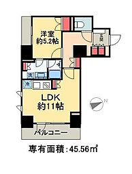 パークハビオ八丁堀 7階1LDKの間取り