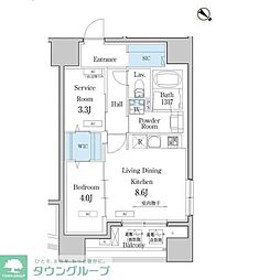 デュオフラッツ池尻大橋 11階1SLDKの間取り