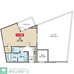 アズ大井町レジデンス 4階ワンルームの間取り