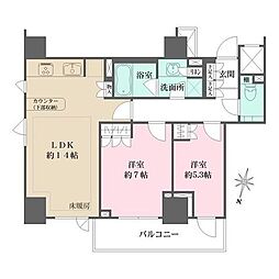 パークハウス平河町 2階2LDKの間取り