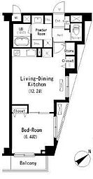 パークキューブ学芸大学 1階1LDKの間取り