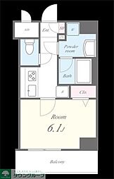 カノンパレス 4階1Kの間取り