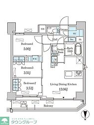 東急池上線 蓮沼駅 徒歩2分の賃貸マンション 13階3LDKの間取り