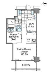 コンフォリア新宿イーストサイドタワー 11階1SLDKの間取り