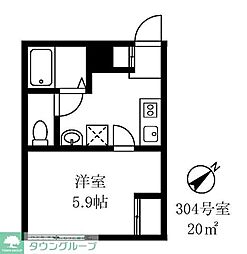 早稲田鶴巻町ＩＭＡハウス 3階1Kの間取り
