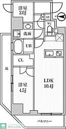 シーズンフラッツ住吉 3階2LDKの間取り