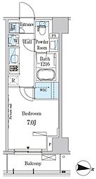 パークアクシス木場キャナル　ウエスト 8階1Kの間取り