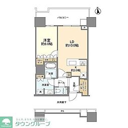 ＨＡＲＵＭＩ　ＦＬＡＧ　ＳＵＮ　ＶＩＬＬＡＧＥ　Ｔ棟 19階1LDKの間取り