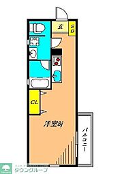 アヴィターレ小山 1階ワンルームの間取り