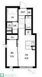 コンポジット品川戸越 2階1DKの間取り