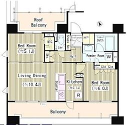 シェフルール西早稲田ラヴィーナ 501 5階2LDKの間取り