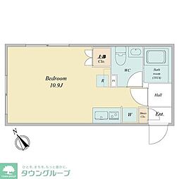 ラヴィエール清澄ガーデンテラス 4階ワンルームの間取り