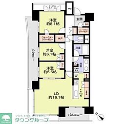 ＨＡＲＵＭＩＦＬＡＧ　ＳＵＮ　ＶＩＬＬＡＧＥ　Ａ棟 5階3LDKの間取り