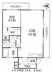 ニューライフ洗足 2階1LDKの間取り