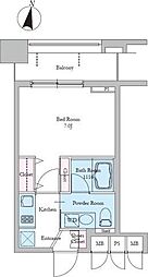 レジディア文京音羽II 3階1Kの間取り