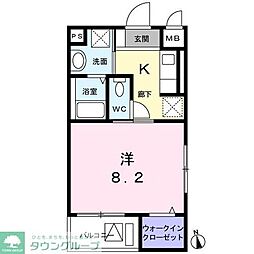 サニーメゾンオオハシ 4階1Kの間取り