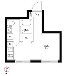 グラウンデュークス西大島 1階ワンルームの間取り
