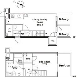 レジディア西新宿II 1階1LDKの間取り