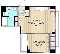 レジディア南雪谷 2階1LDKの間取り