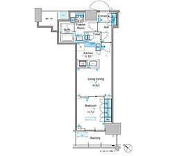パークアクシス豊洲キャナル 14階1LDKの間取り