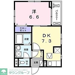 フィオーレ 1階1DKの間取り