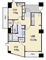 パークテラス恵比寿 10階2LDKの間取り