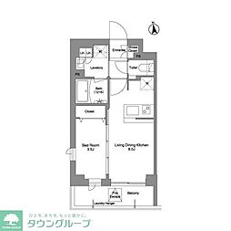 コンフォリア戸越公園 4階1LDKの間取り
