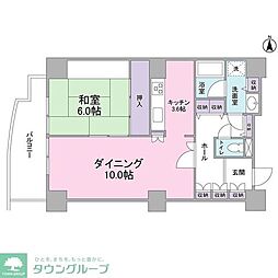 文京グリーンコートビュータワー本駒込 A0105 1階1LDKの間取り