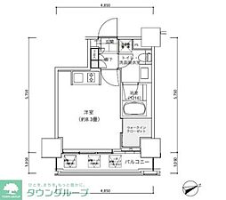 パークキューブ愛宕山タワー 14階ワンルームの間取り