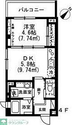 T-HAUS 鉢山 4階1DKの間取り