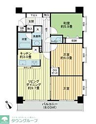 ライオンズマンション洗足池第2 3階3LDKの間取り