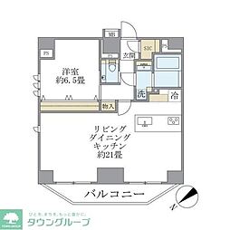 ルネサンス赤坂プレミアムコート 11階1LDKの間取り