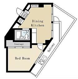 コスモリード文京千駄木 5階1DKの間取り