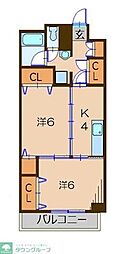 池田山ガーデンハイツ 4階2Kの間取り